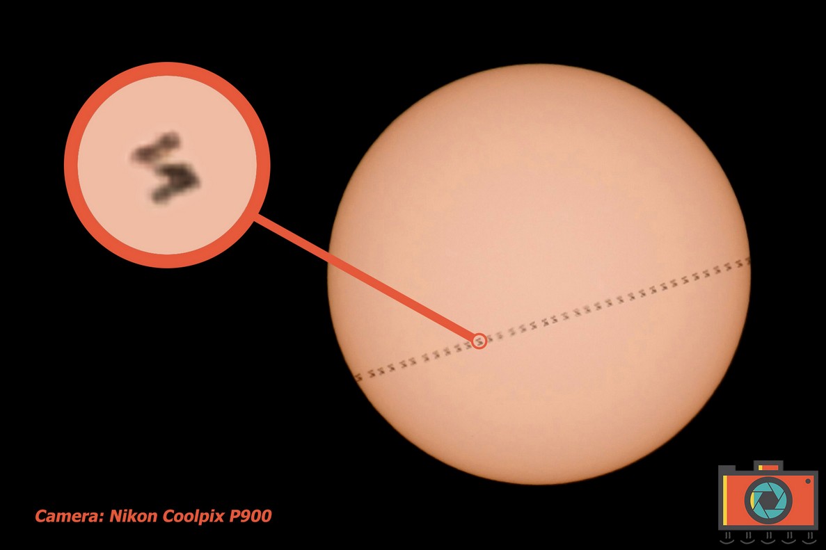 Transit of the ISS on the Sun obtained with Nikon Coolpix P900