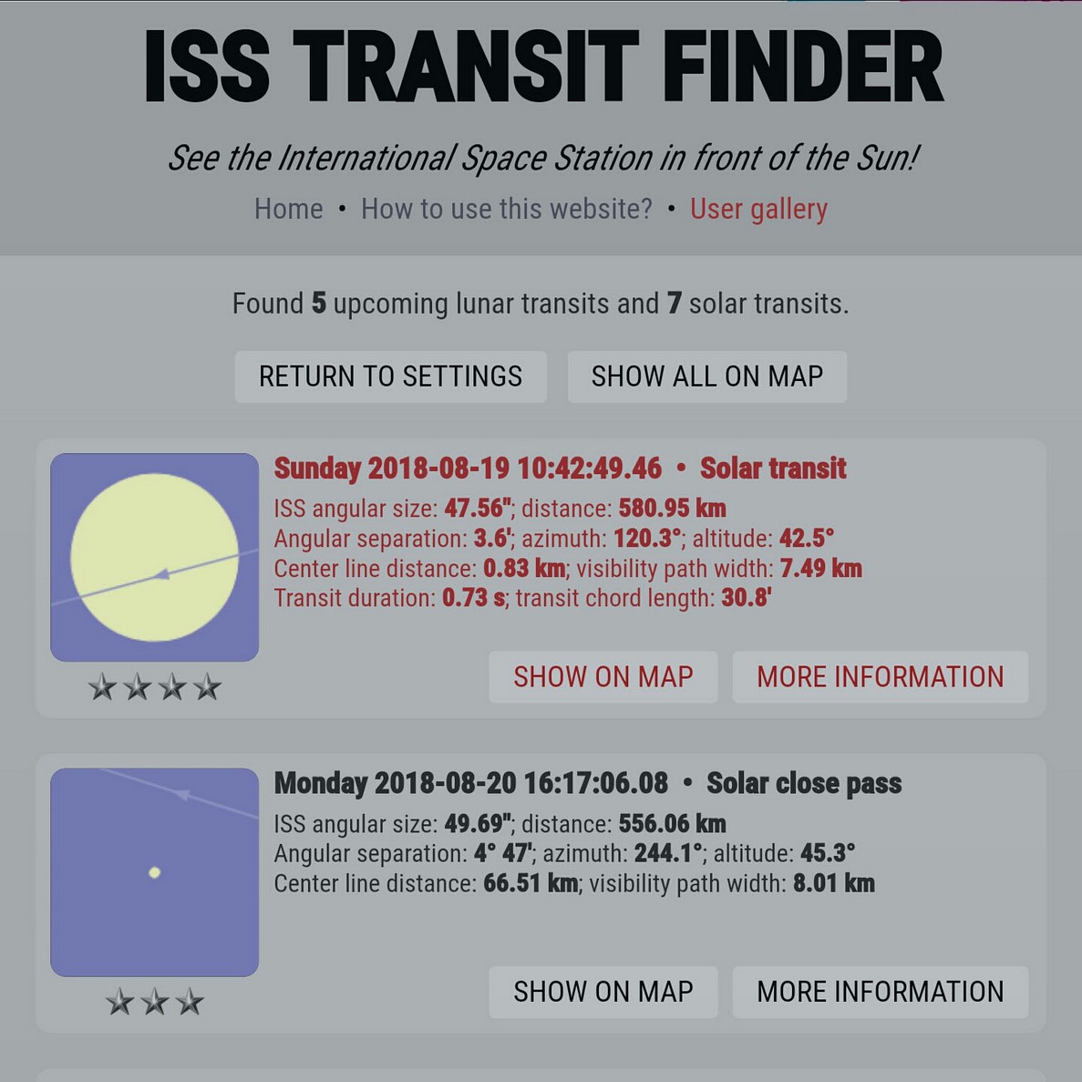 ISS Transit Finder Screenshot