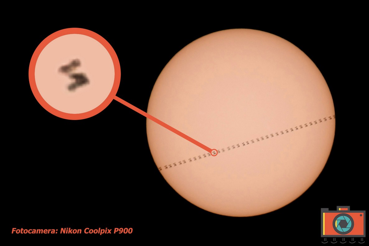 Transito dell’ISS sul Sole ottenuto con Nikon Coolpix P900